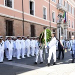 Foto Nicoloro G.   20/07/2022    Ravenna  Cerimonia in occasione del 157° anniversario del Corpo delle Capitanerie di porto. nella foto le autorita' seguono la corona che verra' deposta al monumento dei Caduti.