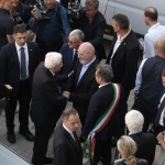 Foto Nicoloro G.   30/05/2023   Faenza (RA)   Tappa a Faenza del presidente Sergio Mattarella nel giro di visite alle zone alluvionate della Romagna. nella foto il presidente Sergio Mattarella si accomiata dal governatore Srefano Bonaccini.