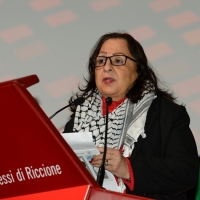 Foto Nicoloro G. 14/12/2018 Riccione ( Rimini ) Terza giornata del 27° Congresso Nazionale FIOM-CGIL. nella foto Mai Alkaila, ambasciatrice in Italia dello Stato di Palestina.