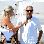 Foto Nicoloro G.   15/08/2019  Cervia ( Ra )   27° edizione di ' Cervia, la spiaggia ama il libro ' con il tradizionale sbarco degli scrittori dalle imbarcazioni storiche. nella foto il giornalista Marino Bartoletti intervistato dalla giornalista Francesca Cantiani.