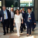 Foto Nicoloro G.   18/08/2019  Rimini   40° edizione del ' Meeting per l' amicizia fra i popoli ' che quest' anno ha per titolo ' Nacque il tuo nome da cio' che fissavi '. nella foto la presidente del Senato Maria Elisabetta Alberti Casellati, al centro, tra Emilia Guarnieri e Giorgio Vittadini.