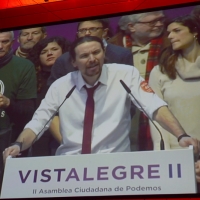 Foto Nicoloro G.  19/02/2017    Rimini   Terza giornata conclusiva del Congresso fondativo di Sinistra Italiana. nella foto dalla Spagna un augurio e un saluto al congresso da parte del leader di Podemos Pablo Iglesias.