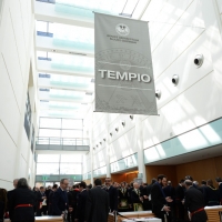 06/04/2018   Rimini   Si e' aperta al Palacongressi di Rimini l' edizione 2018 della Gran Loggia che ha per  tema ' Liberi di conosere '. nella foto l' ingresso al Tempio, sede delle rinuinioni.