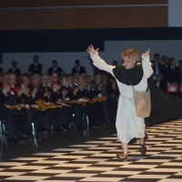 Foto Nicoloro G.   06/04/2018   Rimini   Si e' aperta al Palacongressi di Rimini l' edizione 2018 della Gran Loggia che ha per  tema ' Liberi di conosere '. nella foto l' attore Emanuele Montagna durante la sua piece su Giordano Bruno.