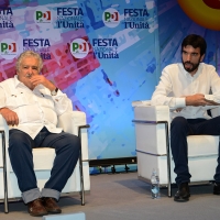 Foto Nicoloro G. 30/08/2018 Ravenna Continua la Festa Nazionale de l' Unita'. nella foto l' ex presidente dell' Uruguay Pepe Mujica e il segretario PD Maurizio Martina.