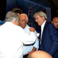 Foto Nicoloro G. 30/08/2018 Ravenna Continua la Festa Nazionale de l' Unita'. nella foto da sinistra Pepe Mujica, Antonio Costa e Paolo Gentiloni.