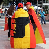 Foto Nicoloro G.   12/10/2017    Barcellona     Manifestazione con corteo degli unionisti per l' unita' della Spagna contro il progetto dell' indipendenza della Catalogna. nella foto immagini dal corteo.