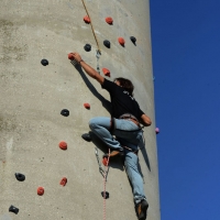 Foto Nicoloro G. 14/07/2017 Ravenna Inaugurata la torre di arrampicata che con i suoi 32 metri e\' la piu\' alta d\' Italia. nella foto un momento di una arrampicata.