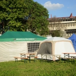 Foto Nicoloro G.   10/05/2019   Milano   Adunata Nazionale degli Alpini per il 100° anniversario della costituzione del Corpo. nella foto tende e camper accampati vicino allo stadio di calcio di San Siro.