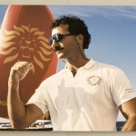 Foto Nicoloro G.   29/08/2023   Ravenna    Anteprima della mostra sull'imbarcazione ''Il Moro di Venezia'' /'America's Cup 1992.  nella foto un' immagine dello skiipper Paul Cayard in mostra.