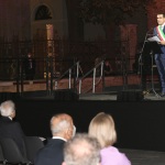 05/09/2020   Ravenna   Apertura delle celebrazioni nazionali per il 700° anniversario della morte del Sommo Poeta alla presenza del Capo dello Stato. nella foto sul palco il sindaco di Ravenna Michele de Pascale e in prima fila il presidente Sergio Mattarella.