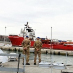 Foto Nicoloro G.   30/10/2023   Ravenna   Sbarcata a Marina di Ravenna la nave Ocean Viking con a bordo 47 migranti di cui 29 tratti in salvo al largo della Libia e 18 soccorsi durante la navigazione verso Ravenna. Tra tutti ci sono 11 minori non accompagnati di cui due saranno destinati a Matera  in una struttura del progetto FAMI. nella foto la nave Ocean Viking entra in porto.