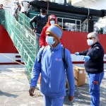 Foto Nicoloro G.   21/03/2024   Porto Corsini - Ravenna   Ha attraccato al terminal di Porto Corsini la nave Ong ' Life Support ' di Emergwncy con a bordo 71 migranti, 70 uomini, dei quali 3 minori, e 1 donna.  In particolare 61 vengono dal Bangladesh, 9 dall' Eritrea e 1 dall' Egitto. nella foto un momento dello sbarco dei migranti.