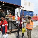 Foto Nicoloro G.   25/05/2024   Ravenna   E' approdata nel porto di Ravenna la nave ong Sea Eye con a bordo 52 migranti di cui 6 minori. nella foto un momento dello sbarco.