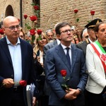 Foto Nicoloro G.   08/09/2024   Ravenna   Celebrazioni per il 703° annuale della morte di Dante Alighieri. nella foto da sinistra il giornalista Aldo Cazzullo che ha tenuto una lectio magistralis, l\'\' ex sindaco di Firenzr Dario Nardella e la neo sindaca di Firenze Sara Funaro.