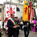 Foto Nicoloro G.   08/09/2024   Ravenna   Celebrazioni per il 703° annuale della morte di Dante Alighieri. nella foto la neo sindaca di Firenze Sara Funaro e il sindaco uscente di Ravenna Michele de Pascale.