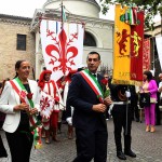 Foto Nicoloro G.   08/09/2024   Ravenna   Celebrazioni per il 703° annuale della morte di Dante Alighieri. nella foto la neo sindaca di Firenze Sara Funaro e il sindaco uscente di Ravenna Michele de Pascale.