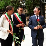 Foto Nicoloro G.   08/09/2024   Ravenna   Celebrazioni per il 703° annuale della morte di Dante Alighieri. nella foto da sinistra la neo sindaca di Firenze Sara Funaro, il sindaco uscente di Ravenna Michele de Pascale e l\' ex sindaco di Firenze Dario Nardella.