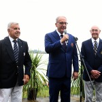 Foto Nicoloro G.   02/09/2024   Ravenna   Cerimonia di apertura della 14esima edizione del Campionato mondiale di Dragon Boat. E\' una competizione di origini cinersi che vede la partecipazione di 172 squadre provenienti da 32 nazioni con oltre settemila atleti per quasi 500 gare. il programma prevede gare di 200 mt., 500 mt. e 2 km. su imbarcazioni di lunghezza variabile da 8 a oltre 18 metri. nella foto da sinistra Antonio De Lucia, presidente nazionale Dragon Boat, Claudio Schermi preidente internazionale Dragon Boat e Mike Thomas preseidente uscente internazionale Dragon Boat.