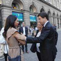 Foto Nicoloro G. 13/05/2011 Milano Chiusura della campagna elettorale del Terzo Polo per le elezioni amministrative 2011. nella foto Sara Giudice – Chiara Moroni – Italo Bocchino