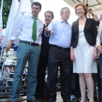 Foto Nicoloro G. 13/05/2011 Milano Chiusura della campagna elettorale della Lega Nord. nella foto Matteo Salvini – Luciano Bresciani – Umberto Bossi – Letizia Moratti