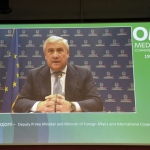 Foto Nicoloro G.   24/10/2023   Ravenna   Edizione 2023 del OMC, Med Energy Conference. nella foto il ministro Antonio Tajani in diretta video.