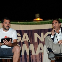 Foto Nicoloro G.  25/07/2015  Cervia ( Ravenna )  Festa Nazionale della Lega Nord Romagna. nella foto Matteo Salvini con Andrea Cangini, direttore del Resto del Carlino.