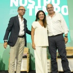 Foto Nicoloro G.   02/09/2023   Ravenna   Festa Nazionale dell\' Unita\'.  nella foto da sinistra il giornalista Alessandro De Angelis, Pina Picierno e Nicola Zingaretti.