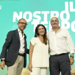 Foto Nicoloro G.   02/09/2023   Ravenna   Festa Nazionale dell\' Unita\'.  nella foto da sinistra il giornalista Alessandro De Angelis, Pina Picierno e Nicola Zingaretti.