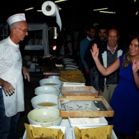 Foto Nicoloro G.  01//09/2014   Ravenna    Festa Provinciale de L' Unità. nella foto il ministro Maria Elena Boschi, dopo l' intervista, visita gli stand gastronomici della Festa e salutare i volontari che ci lavorano.