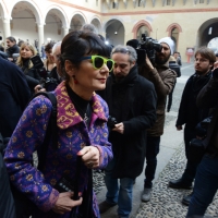 Foto Nicoloro G. 23/02/2016 Milano Cerimonia funebre laica in onore del semiologo e scrittore Umberto Eco. nella foto l' arrivo di Elisbetta Sgarbi.