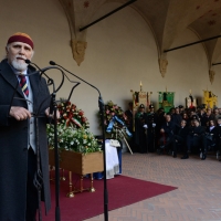 Foto Nicoloro G. 23/02/2016 Milano Cerimonia funebre laica in onore del semiologo e scrittore Umberto Eco. nella foto l' attore Moni Ovadia.