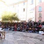 Foto Nicoloro G.   25/11/2023   Ravenna   Nella giornata internazionele per l' eliminazione della violenza contro le donne si e' svolta una manifestazione con corteo per le strade della citta'. nella foto la performance in chiusura della manifestazione.