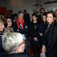 Foto Nicoloro G.  03/05/2014  Rimini      Seconda delle tre " Giornate del Lavoro " organizzate dalla CGIL, tra incontri, concerti, dibattiti, idee. nella foto la presidente della Camera Laura Boldrini si intrattiene con alcune esponenti della " Casa delle donne "