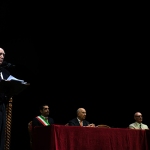 Foto Nicoloro G.   29/11/2024   Ravenna   Inaugurazione ufficiale del Museo Byron e del Risorgimento con sede nel ristrutturato Palazzo Guiccioli. nella foto L'intervento di Ernesto Giuseppe Alfieri presidente Fondazione Cassa di Ravenna e tra gli ideatori del Museo Di Byron e del Risorgimento. Seduti da sinistra Michele de Pascale, Antonio Patuelli,  Diego Saglia  e Sandro Rogari. 