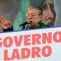 Foto Nicoloro G. 22/01/2012 Milano Manifestazione con corteo della Lega Nord contro il governo Monti. nella foto Umberto Bossi