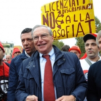 Foto Nicoloro G.  16/10/2010 Roma  Manifestazione nazionale Fiom-CGIL con cortei e comizio finale in piazza San Giovanni. nella foto Guglielmo Epifani