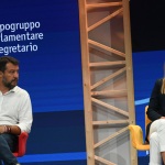 Foto Nicoloro G.   21/08/2020   Rimini    Quarta giornata del Meeting di CL 2020, che in questa edizione ha per titolo \' Privi di meraviglia, restiamo sordi al sublime \'. nella foto il segretario Federale Lega Matteo Salvini e la capogruppo di Italia Viva alla Camera Maria Elena Boschi.