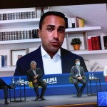 Foto Nicoloro G.   21/08/2020   Rimini    Quarta giornata del Meeting di CL 2020, che in questa edizione ha per titolo ' Privi di meraviglia, restiamo sordi al sublime '. nella foto il ministro Luigi Di Maio in collegamento Video