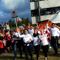 Foto Nicoloro G.  02/09/2014   Ravenna   Nona edizione dell' IDBF,  Campionati Mondiali per club di di Dragon Boat. Partecipano 27 nazioni, 5300 atleti, 129 club che gareggeranno nelle tre categorie Open maschili, femminili e misti. nella foto la delegazione della Germania.