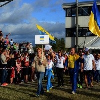 Foto Nicoloro G.  02/09/2014   Ravenna   Nona edizione dell' IDBF,  Campionati Mondiali per club di di Dragon Boat. Partecipano 27 nazioni, 5300 atleti, 129 club che gareggeranno nelle tre categorie Open maschili, femminili e misti. nella foto molto appaludita la delegazione dell' Ucraina.