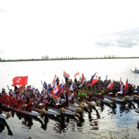 Foto Nicoloro G.  02/09/2014   Ravenna   Nona edizione dell' IDBF,  Campionati Mondiali per club di di Dragon Boat. Partecipano 27 nazioni, 5300 atleti, 129 club che gareggeranno nelle tre categorie Open maschili, femminili e misti. nella foto alcuni equipaggi.