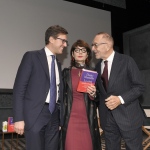 Foto Nicoloro G.   21/11/2022   Milano   Presentazione del libro ' La citta' universale ' del sindaco di Firenze Dario Nardella. nella foto Elisabetta Sgarbi tra Dario Nardella, a sinistra, e il finanziere Francesco Micheli.