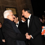 Foto Nicoloro G.   07/12/2019   Milano    Serata inaugurale della stagione 2019-2020 del Teatro alla Scala. nella foto il sindaco di Milano Beppe Sala riceve il presidente Sergio Mattarella al suo arrivo al Teatro.