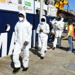 Foto Nicoloro G.   02/03/2025   Ravenna   E' approdata nel porto di Ravenna la nave ong Humanity 1 con a bordo 71 migranti quasi tutti provenienti dall' Eritrea e dall' Etiopia. 20 sono i minori non accompagnati e molte le donne tra le quali una con un bimbo di 5 anni. nella foto un momento dello sbarco.