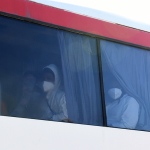 Foto Nicoloro G.   02/03/2025   Ravenna   E' approdata nel porto di Ravenna la nave ong Humanity 1 con a bordo 71 migranti quasi tutti provenienti dall' Eritrea e dall' Etiopia. nella foto i migranti vengono accompagnati con un autobus della Croce Rossa in una struttura dove saranno sottoposto ad accurate visite mediche e ai controlli di identificazione.