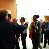 Foto Nicoloro G.  08/05/2014  Rimini  Terza e conclusiva giornata del 17° Congresso della CGIL. nella foto alcuni delegati consultano la lista dei candidati al direttivo nazionale che si apprestano a scegliere con il voto.