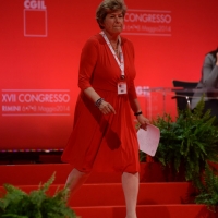 Foto Nicoloro G.  08/05/2014  Rimini  Terza e conclusiva giornata del 17° Congresso della CGIL. nella foto Susanna Camusso si appresta a fare il suo discorso di chiusura del Congresso.