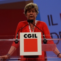 Foto Nicoloro G.  08/05/2014  Rimini  Terza e conclusiva giornata del 17° Congresso della CGIL. nella foto Susanna Camusso durante il suo discorso di chiusura del Congresso..