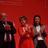 Foto Nicoloro G.  08/05/2014  Rimini  Terza e conclusiva giornata del 17° Congresso della CGIL. nella foto Susanna Camusso tra altri dirigenti CGIL alla fine del suo intervento.